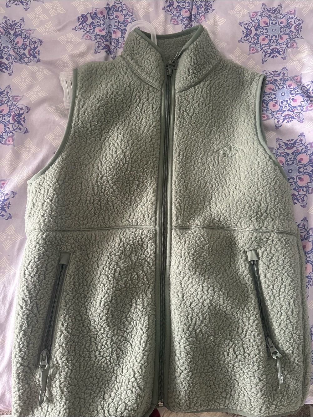 Aritzia Fleece Sherpa Vest in Sage Green